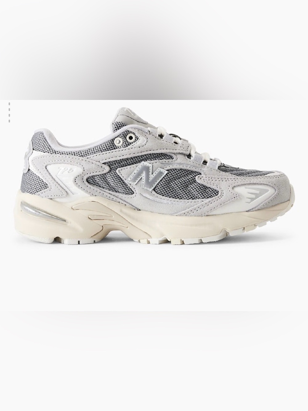 EUC New Balance 725 Light Gray Mesh & Suede Trainer